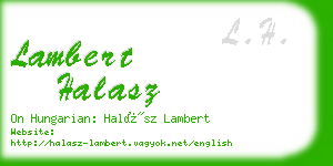 lambert halasz business card